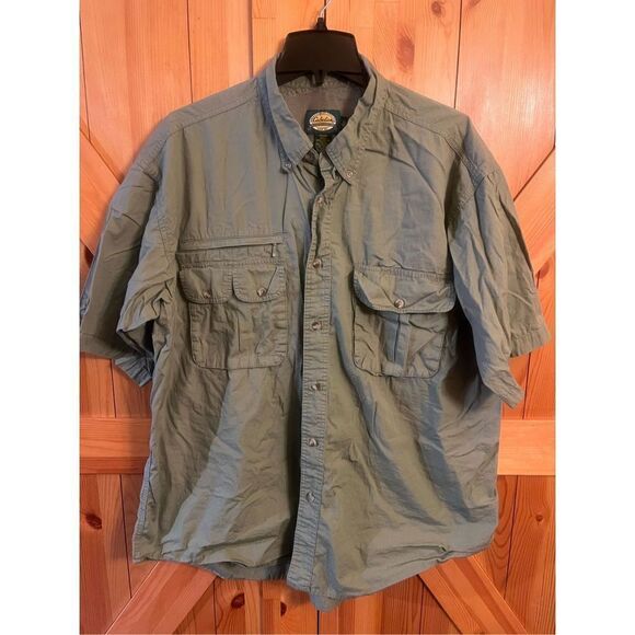 Cabela’s outdoor gear, short sleeve button up shirt size XL green ￼(1334) - Picture 1 of 3